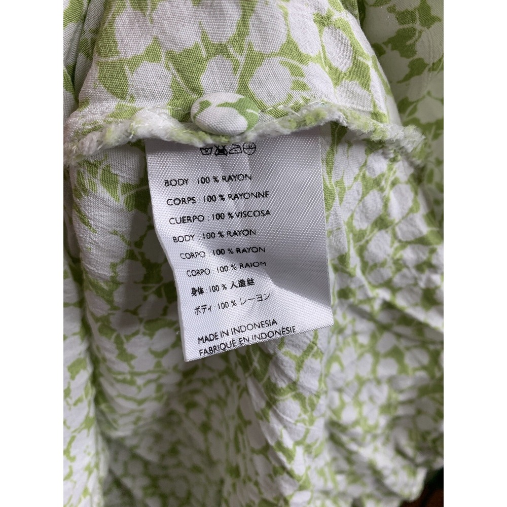 Faithfull the Brand Womens Size 4 Light Green Floral Puff Sleeve Mini Dress - Picture 5 of 6
